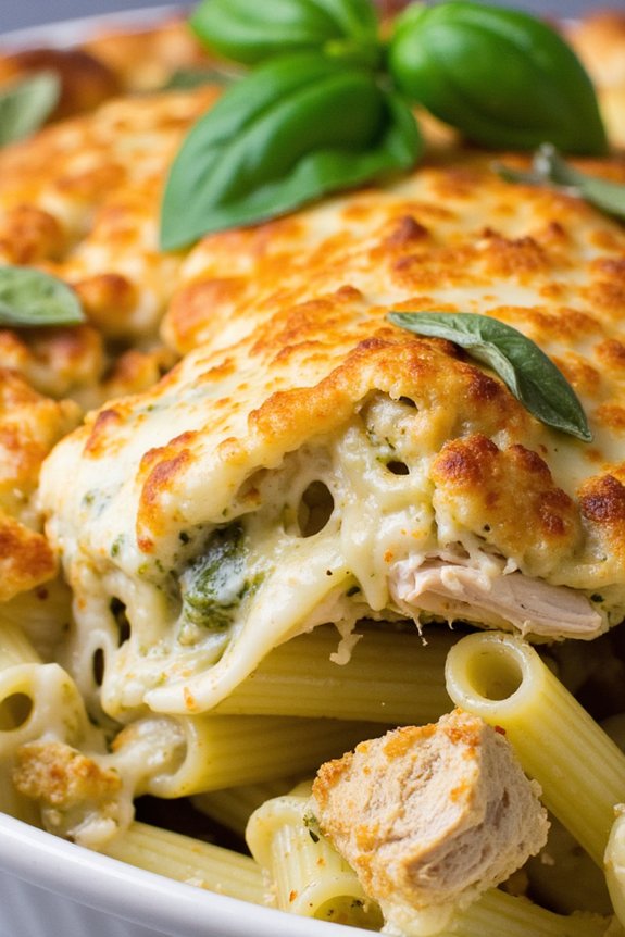 pesto chicken pasta bake