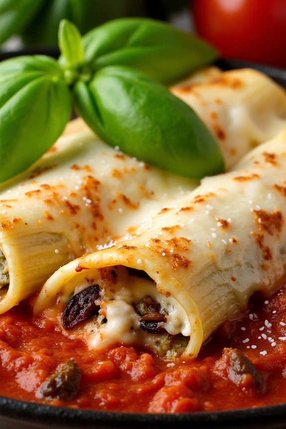 pesto filled manicotti pasta dish