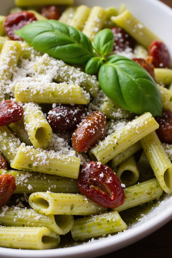 pesto pasta with sun dried tomatoes