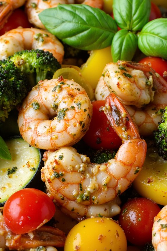 pesto shrimp with vegetables
