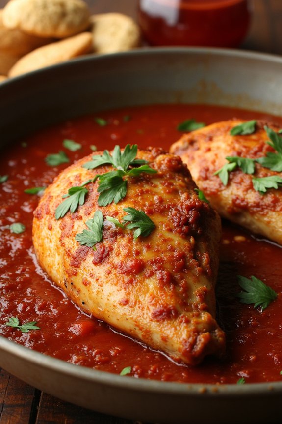 red wine braised chicken dish