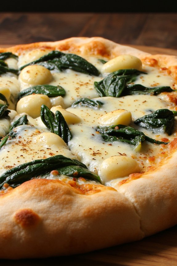 roasted garlic spinach pizza