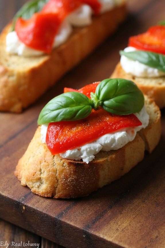 roasted red pepper crostini