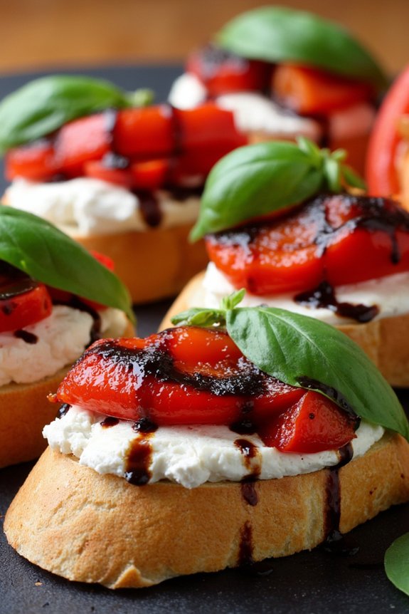 roasted red pepper crostini