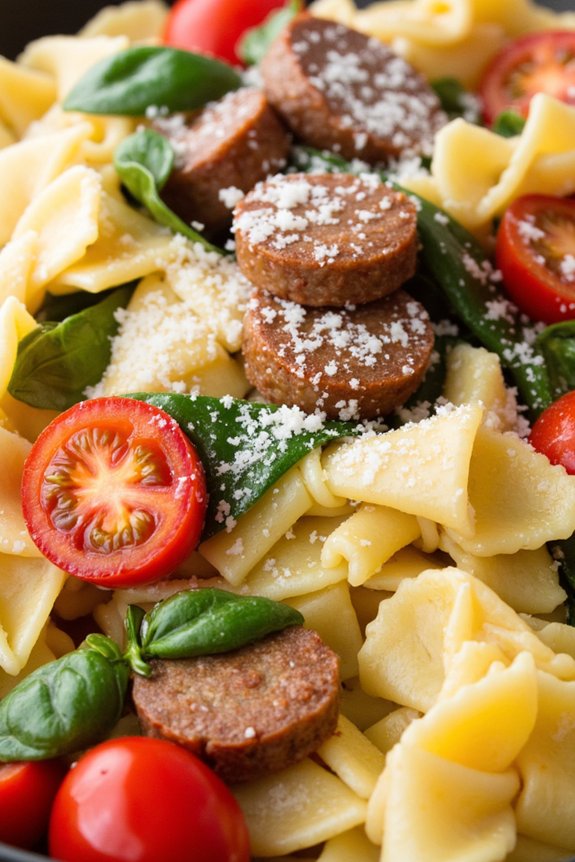 sausage basil cherry tomatoes pasta