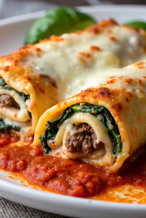 savory beef spinach cannelloni