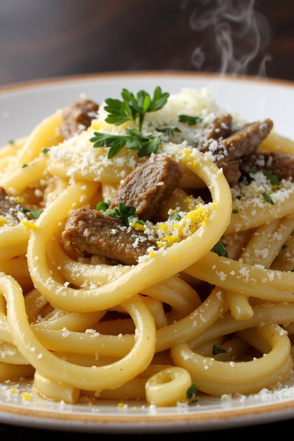 savory bucatini anchovy garlic dish