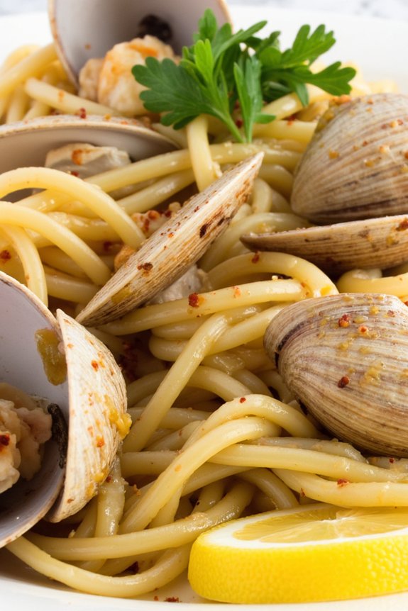savory clams and linguine