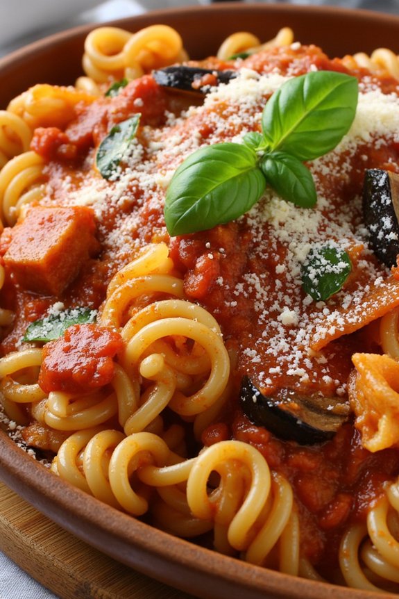 savory eggplant pancetta pasta