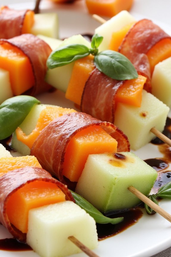 savory sweet melon prosciutto skewers