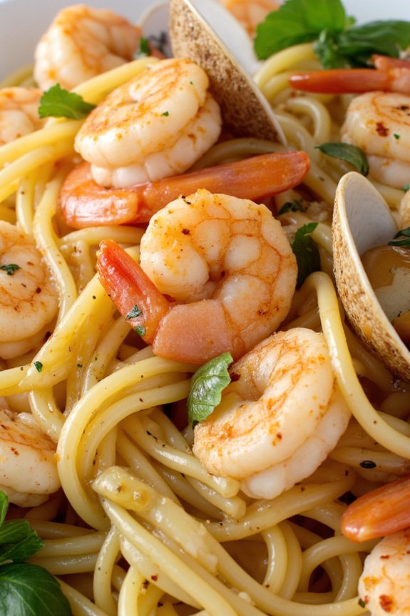 seafood pasta with wine