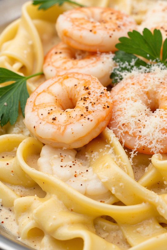shrimp alfredo tagliatelle recipe
