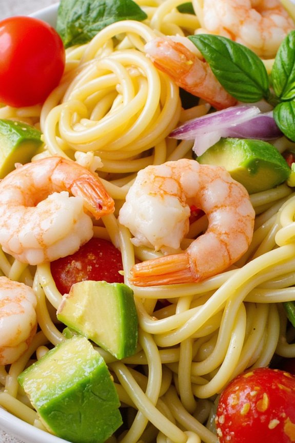 shrimp avocado pasta salad