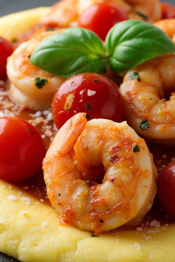 shrimp served over polenta