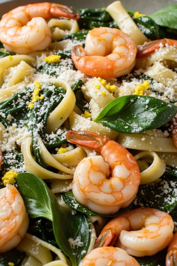 shrimp spinach tagliatelle recipe