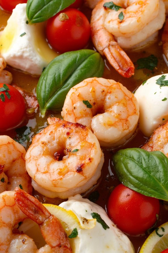 shrimp tomatoes mozzarella quick