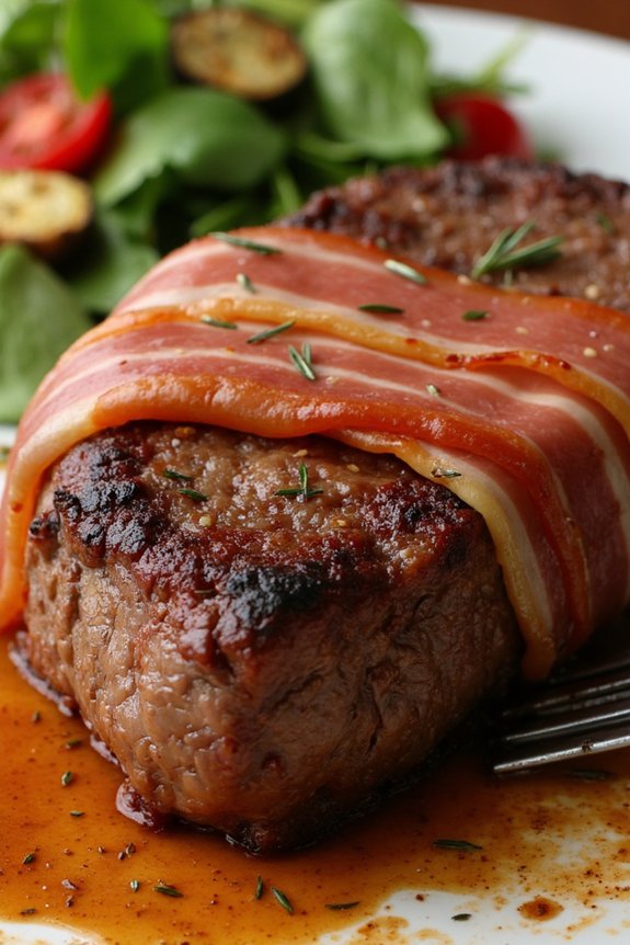 smoked prosciutto wrapped ribeye steaks