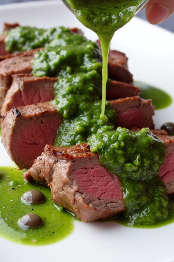 smoked sirloin with salsa verde