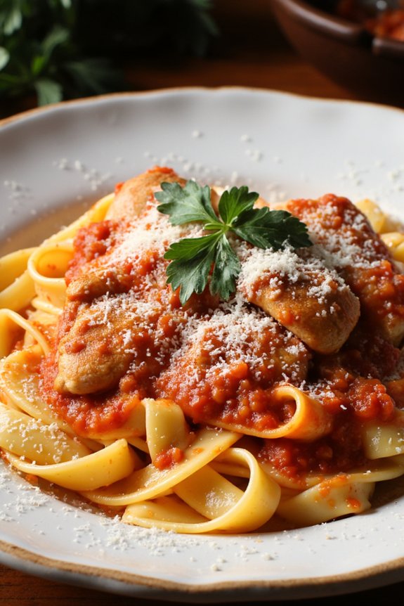 spicy chicken fettuccine dish