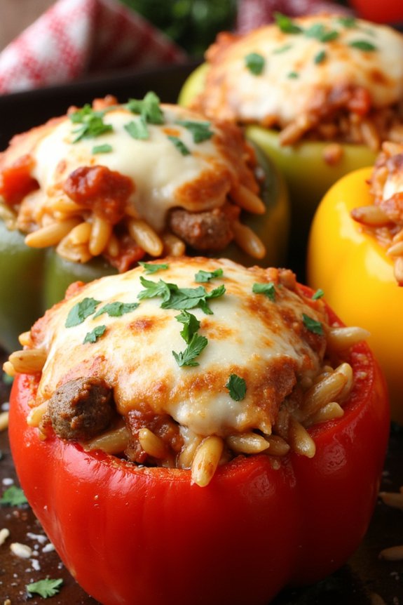 spicy sausage and orzo peppers