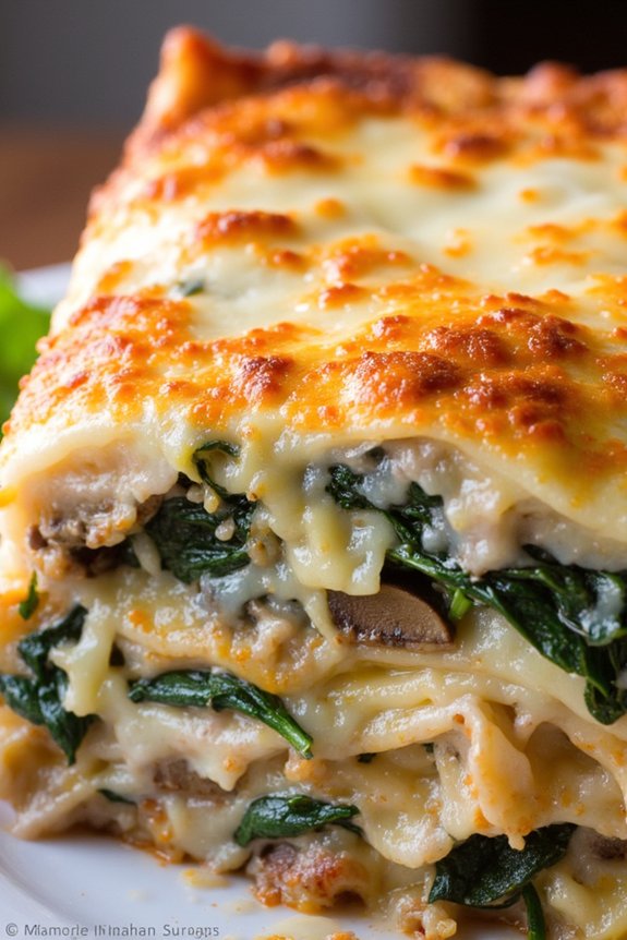 spinach and mushroom lasagna
