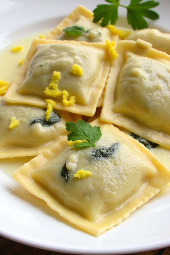 spinach ravioli with lemon butter