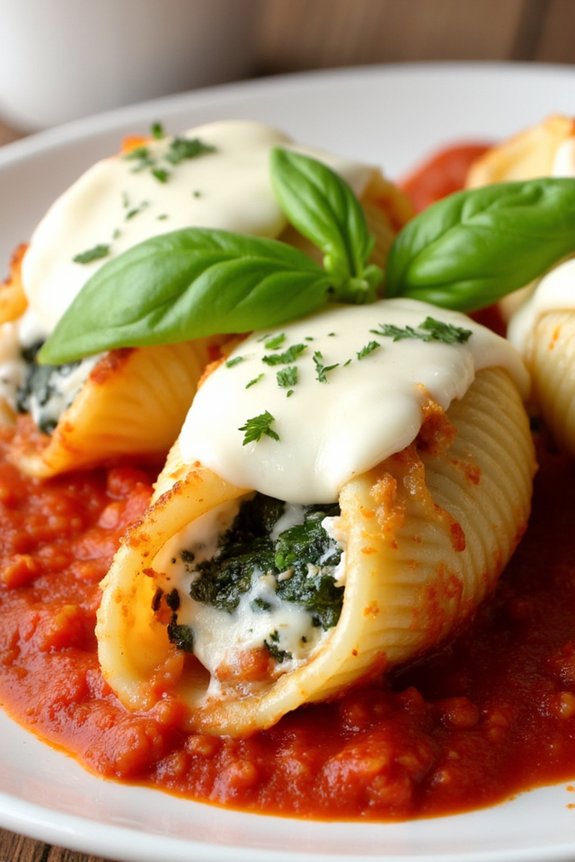 spinach ricotta pasta shells