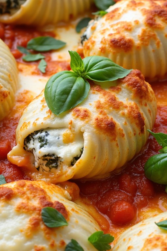 spinach ricotta pasta shells