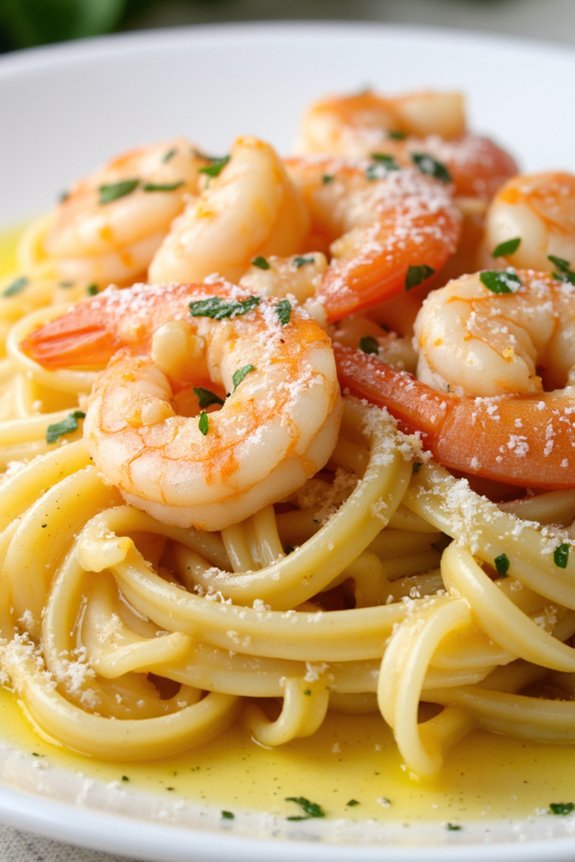 succulent shrimp with linguine