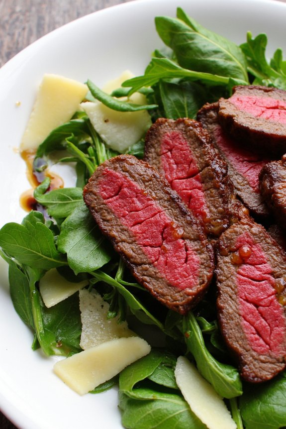 tender beef with arugula