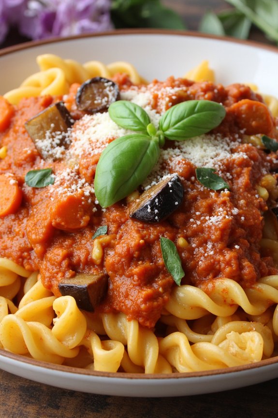 vegetarian eggplant bolognese delight