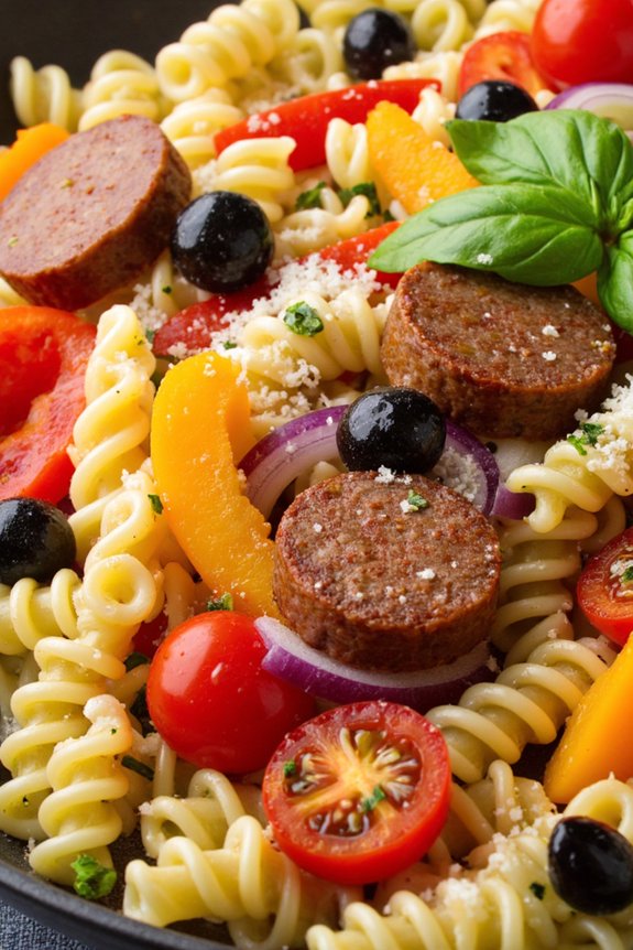 zesty sausage pasta salad