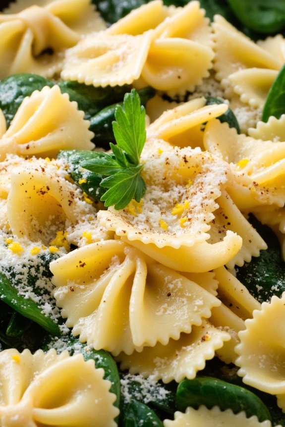 zesty spinach farfalle pasta