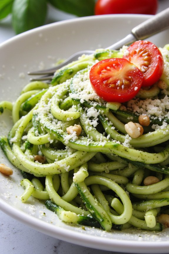 zoodles with basil pesto