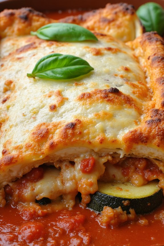 zucchini layered with cheese