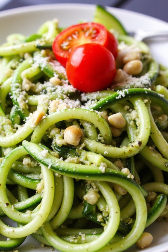zucchini noodles with pesto
