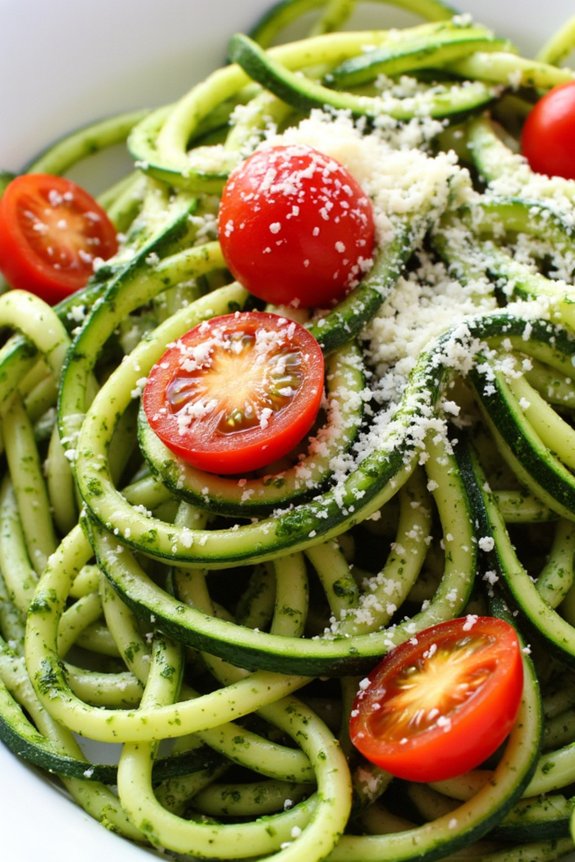 zucchini noodles with pesto