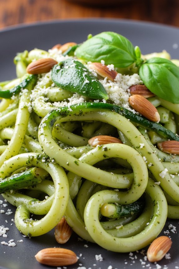 zucchini noodles with pesto