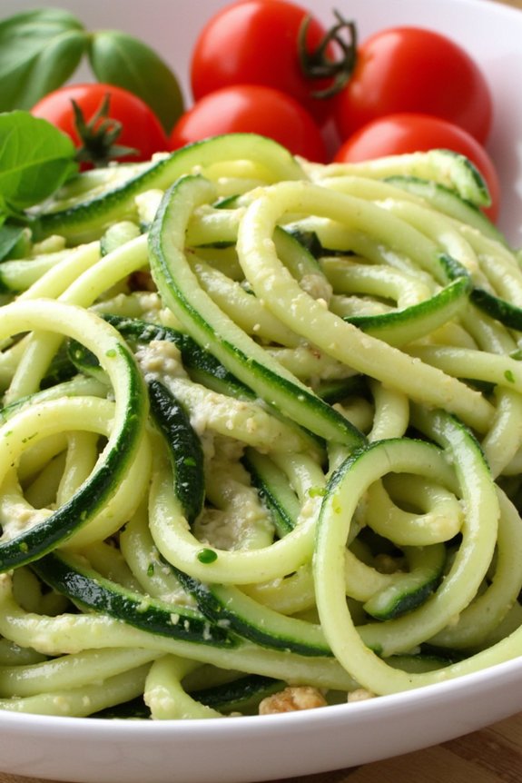 zucchini noodles with walnut pesto