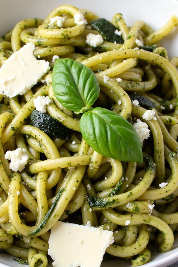 zucchini pesto linguine delight