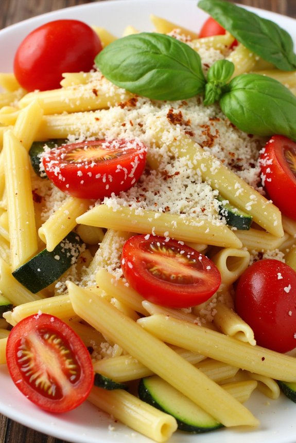 zucchini tomato penne delight