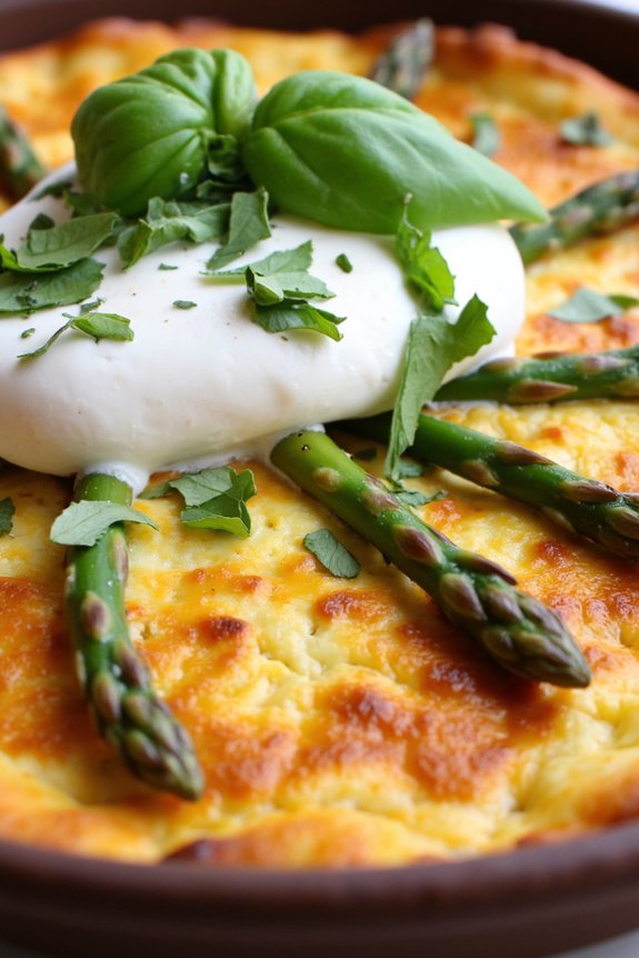 asparagus and burrata frittata