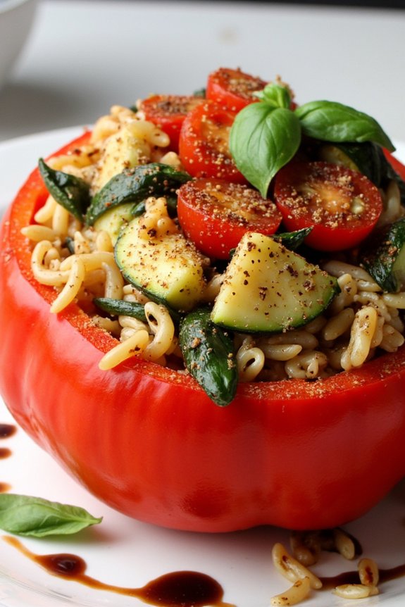 balsamic orzo stuffed peppers