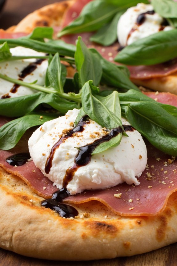 burrata prosciutto flatbread pizza