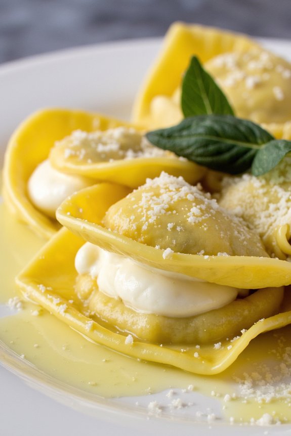 burrata ravioli with sage