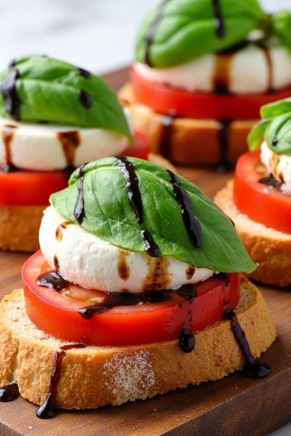 caprese crostini with glaze