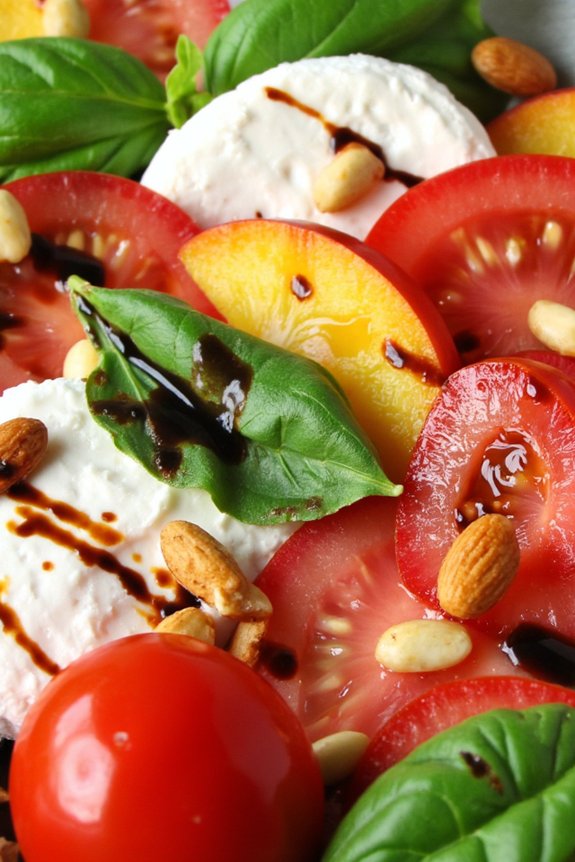 caprese salad with peaches
