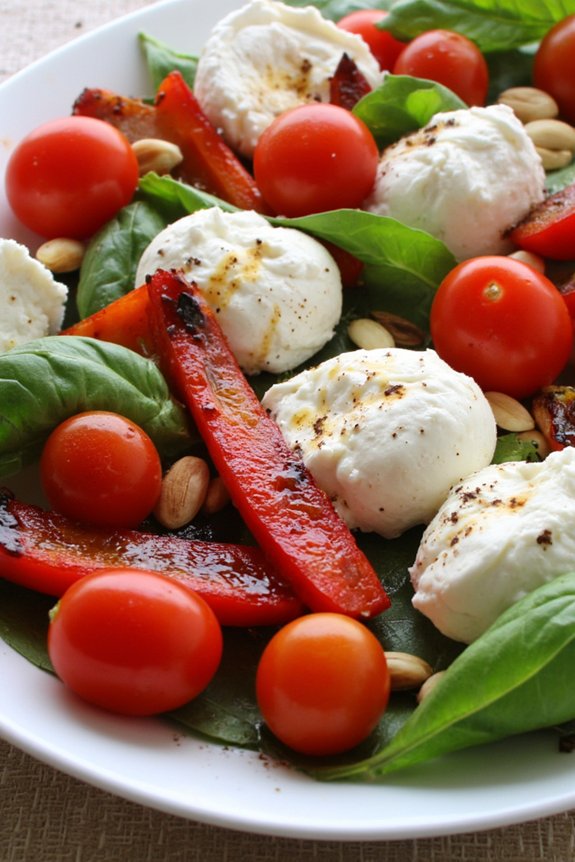 caprese salad with roasted peppers