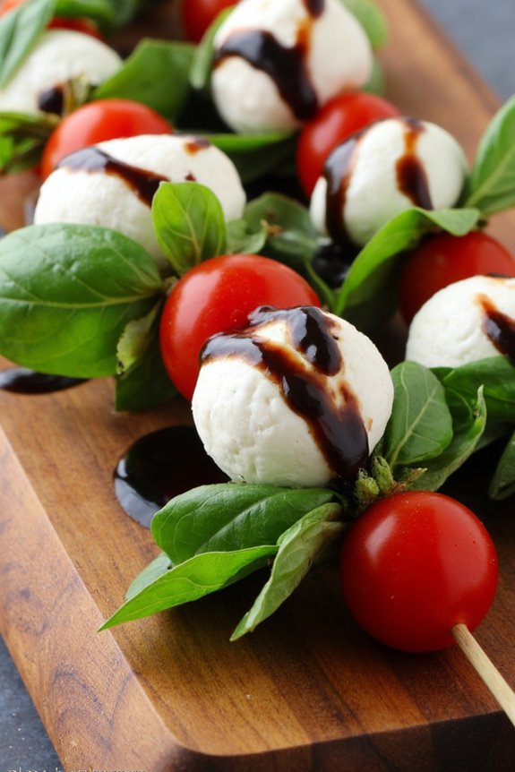 caprese skewers with glaze