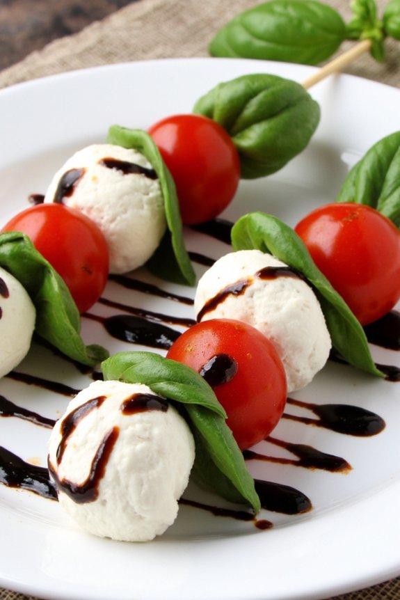 caprese skewers with glaze